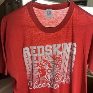 VTG Russell Athletic T Shirt Mens Large Redskin Cheerleading Red Paper Thin 80s